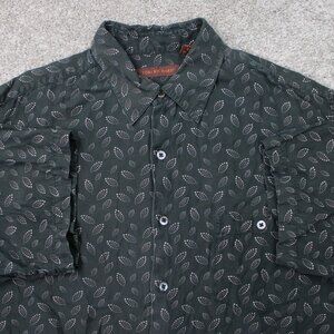 Tori Richard AOP Shirt Men XL Green Leaf All Over Print Silk/Cotton S/S Pullover